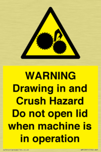Warning Drawing in and Crush Hazard